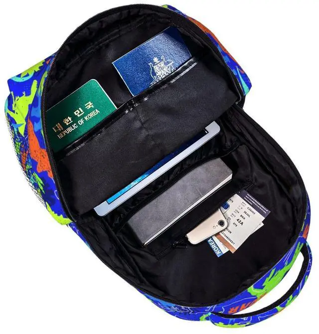 Alt view image 5 of 5 - VTHXLOI Colorful Dinosaur Pattern Kids Backpack for Girls Boys School Backpack Laptop Backpack Travel Hiking Camping Work Computer Back Packs School Gifts