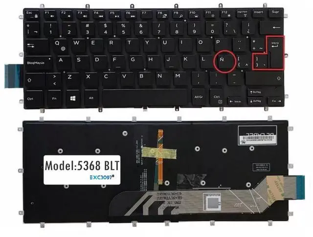 Main image of Keyboard Replacement Compatible with Dell 13 5368 5378 7368 5379 7378 7466 P69g P83g P58f P70f 14-7000 Series 7460 7466 7467 Backlit Spanish (Retroiluminado)