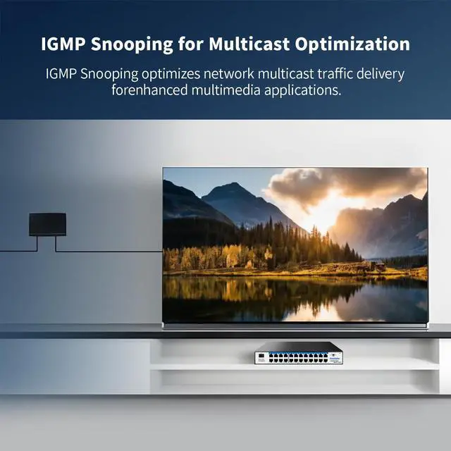 Alt view image 5 of 5 - Easy Smart Managed Ethernet Switch, 24 Port Gigabit Switch,Network Hub, Ethernet Splitter, Plug & Play, Industrial Grade Fan Design, VLAN, Qos, Desktop or Wall Mount