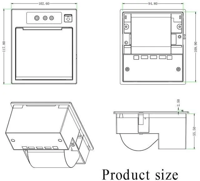 Alt view image 5 of 5 - RS232 Serial Port Printing Module of 58mm Thermal Receipt Printer Supports microcontroller Android Linux Secondary Development USB Embedded Serial Port Printer with Paper Cutting Function