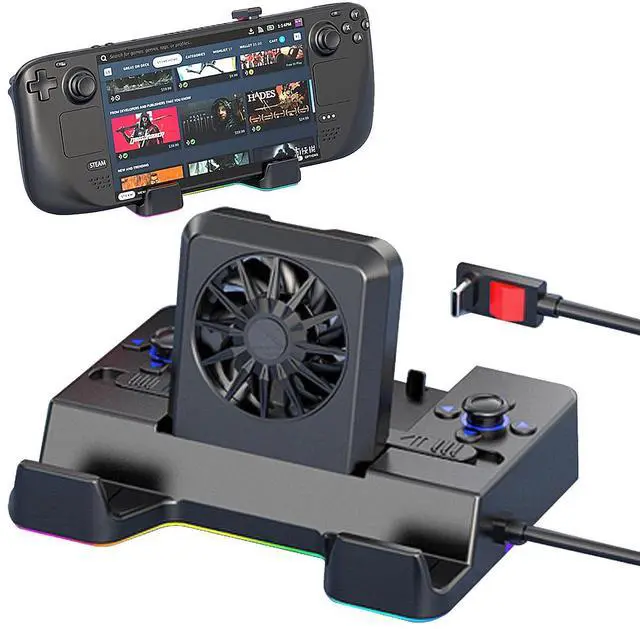 Main image of TEFELE Type-c Game Docking Station for Steam Deck/ROG Ally/Switch Game Box, Dual Cooling Fan 4 USB Ports 4K@60HZ, 100w 10Gbps with Projector Screen, USB3.0 Card Reader,1000Mbps