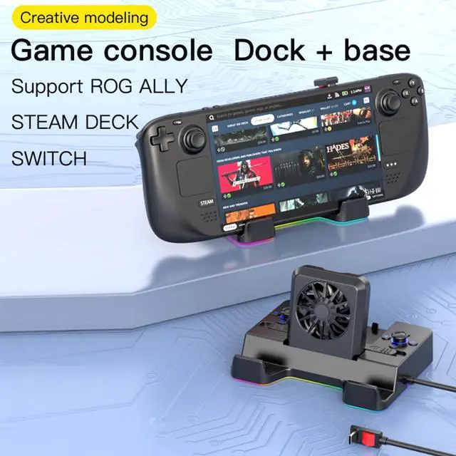 Alt view image 2 of 5 - TEFELE Type-c Game Docking Station for Steam Deck/ROG Ally/Switch Game Box, Dual Cooling Fan 4 USB Ports 4K@60HZ, 100w 10Gbps with Projector Screen, USB3.0 Card Reader,1000Mbps