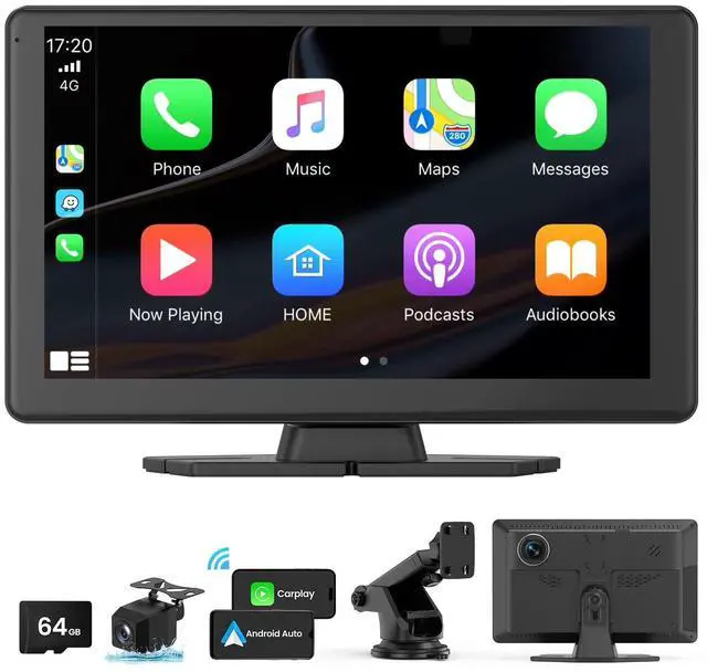 Main image of Moeckearla Wireless Carplay Screen for Car with 5K Dash Cam, 9" Portable Apple CarPlay & Android Auto Car Stereo with 1080p Backup Camera, Bluetooth/GPS Navigation/Voice Control/Mirror Link