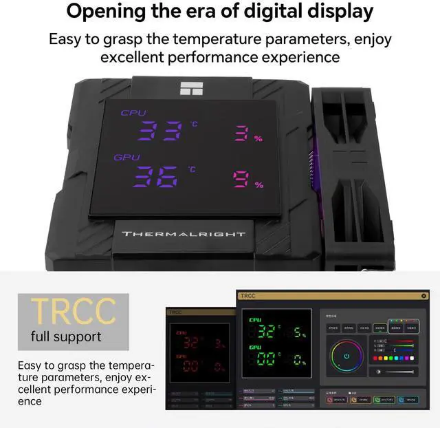 Alt view image 3 of 5 - Peerless Assassin 120 Digital ARGB CPU Air Cooler, Digital Screen Top Cover,6 Heatpipes | 1850RPM PWM Fans for AM4/AM5,Intel LGA115X/1200/1700/1851 (Black)