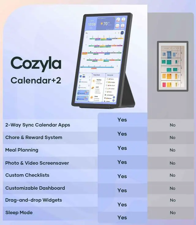 Alt view image 2 of 5 - Cozyla 15.6'' Digital Calendar Wall Touch Screen Chore Chart to Do List Notepad Smart Electronic Calendar for Family Meal Planner Android Tablet Support All Google Play Apps w/Stand Wall Mount Black