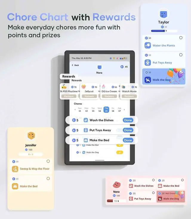 Alt view image 4 of 5 - Cozyla 15.6'' Digital Calendar Wall Touch Screen Chore Chart to Do List Notepad Smart Electronic Calendar for Family Meal Planner Android Tablet Support All Google Play Apps w/Stand Wall Mount Black