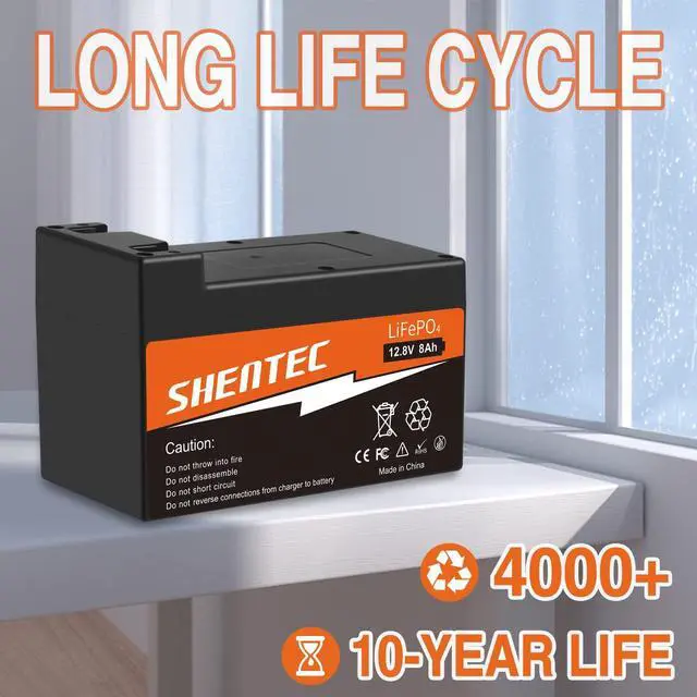 Alt view image 5 of 5 - Shentec LiFePO4 Battery - 12V 8AH Lithium Battery,Deep Cycles|Lightweigh|Built-in BMS,Perfect for Kids Car, Ride on Toys,Fish Finder, Alarm System,Speaker,Small UPS