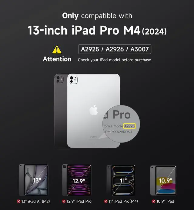 Alt view image 2 of 5 - SURITCH for iPad Stand Holder for iPad Pro 13-inch (M4) 2024, Slim Adjustable Tablet Stand, Lightweight Portable, Support Portrait & Landscape, Magnetic Tablet Holder for iPad Pro 13" (M4)-Black