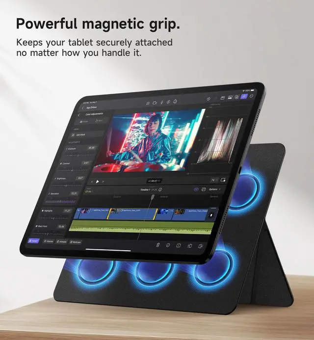 Alt view image 5 of 5 - SURITCH for iPad Stand Holder for iPad Pro 13-inch (M4) 2024, Slim Adjustable Tablet Stand, Lightweight Portable, Support Portrait & Landscape, Magnetic Tablet Holder for iPad Pro 13" (M4)-Black