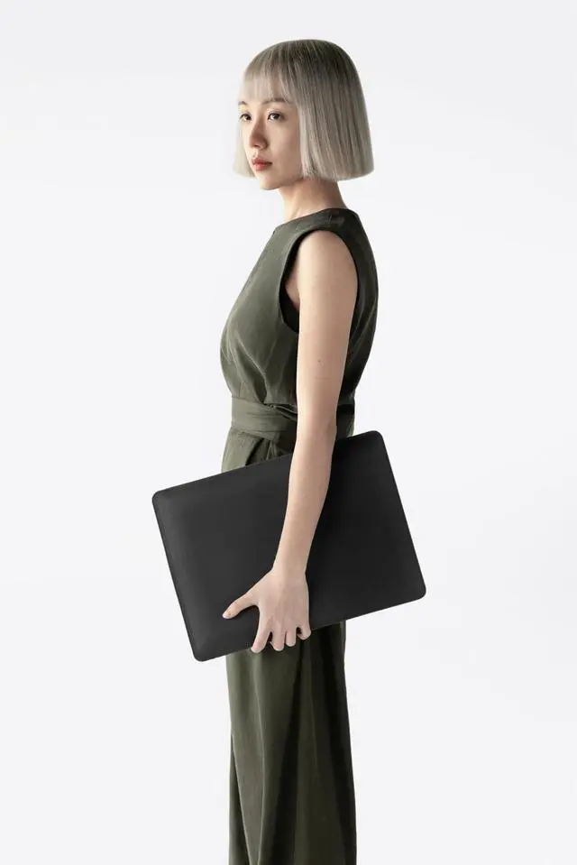 Alt view image 2 of 5 - Portare Leather Sleeve Compatible with MacBook - Drop Resistance Laptop Sleeve, EVA Shell, Suede Lined