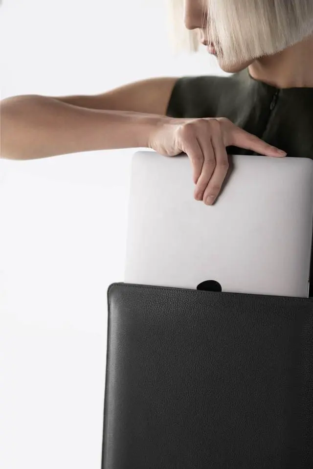 Alt view image 3 of 5 - Portare Leather Sleeve Compatible with MacBook - Drop Resistance Laptop Sleeve, EVA Shell, Suede Lined