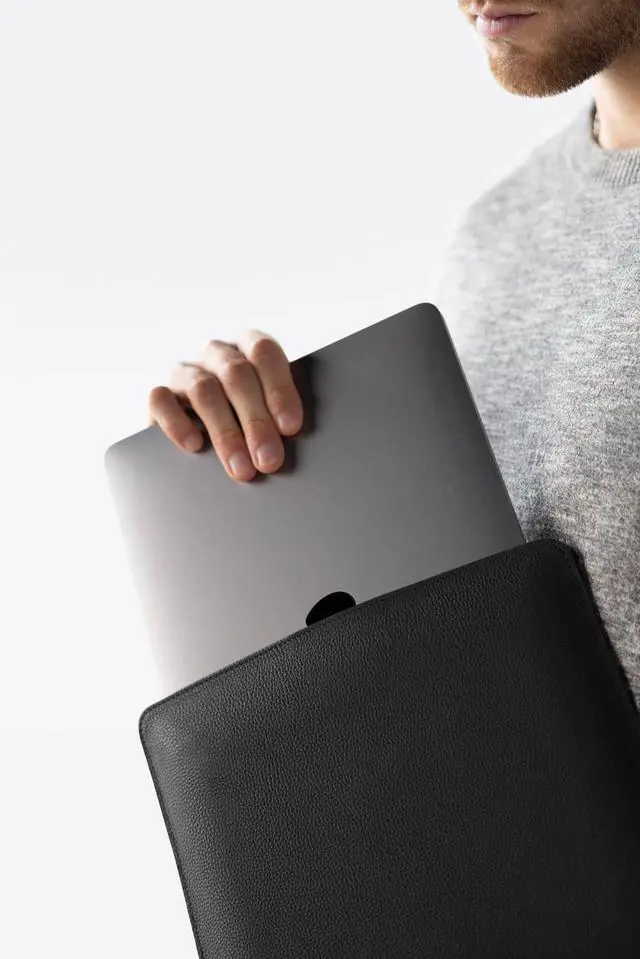 Alt view image 5 of 5 - Portare Leather Sleeve Compatible with MacBook - Drop Resistance Laptop Sleeve, EVA Shell, Suede Lined