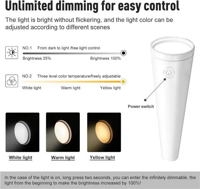 Alt view image 3 of 5 - 4-in-1 Wireless LED Reading Lamp | USB-C Rechargeable, 360° Flexible Gooseneck, Touch Control 3 Colors & Brightness, Portable Desk Light (1200mAh Battery)