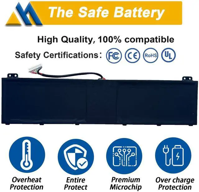 Alt view image 3 of 5 - Mobik 90Wh AP21A8T Laptop Battery for ACER Nitro 5 AN517-55 AN517-55-55AM Predator Helios 18 PH18 300 PH315 PH317 Series AN517-55-55AM PH18-71-72AS PH315-54-760S PH317-55-95XR AP21A7T 15.4V 5845mAh