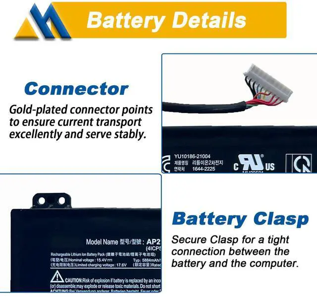 Alt view image 4 of 5 - Mobik 90Wh AP21A8T Laptop Battery for ACER Nitro 5 AN517-55 AN517-55-55AM Predator Helios 18 PH18 300 PH315 PH317 Series AN517-55-55AM PH18-71-72AS PH315-54-760S PH317-55-95XR AP21A7T 15.4V 5845mAh