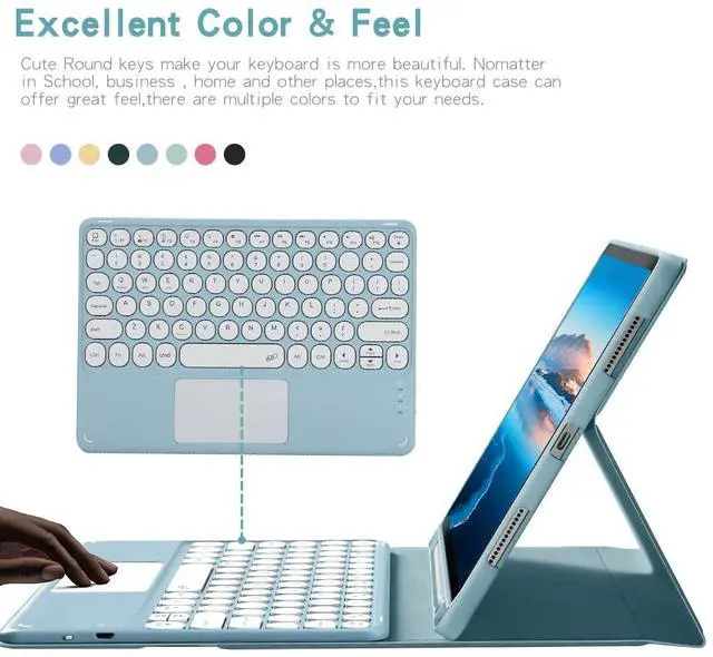 Alt view image 3 of 5 - Touch Keyboard Case for Samsung Galaxy Tab A9+ Plus 11'' (SM-X210/X216/X218), with Pencil Holder - Magnetically Detachable Touch Bluetooth Keyboard (Black)