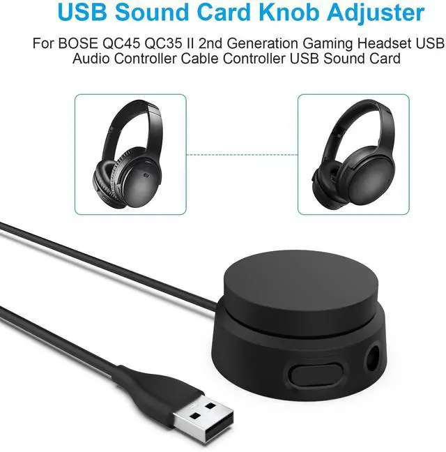 Alt view image 2 of 5 - Auhsuxo Audio Multimedia Volume Controller, USB Volume Knob Computer Sound Adjuster Compatible with Bose 700 QuietComfort 45 QC35 II, 8.2FT/2.5m Black