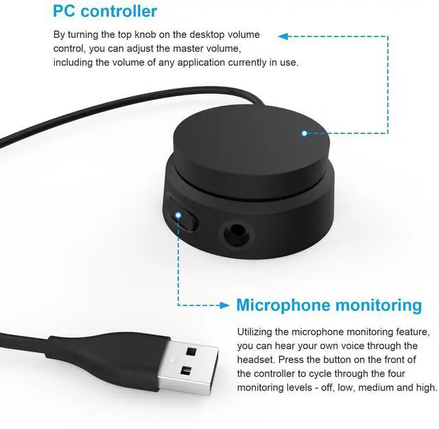 Alt view image 3 of 5 - Auhsuxo Audio Multimedia Volume Controller, USB Volume Knob Computer Sound Adjuster Compatible with Bose 700 QuietComfort 45 QC35 II, 8.2FT/2.5m Black