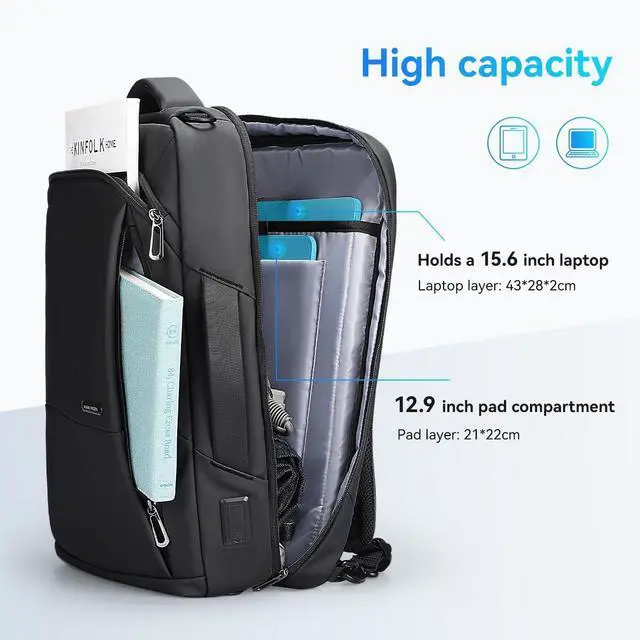Alt view image 2 of 5 - MARK RYDEN Slim Backpack for Men, 15.6 Inch Laptop Backpack, 3 in 1 Waterproof High Tech Backpack with Removable Buckle and USB Charging Port, Business Backpack Ideal for Working, Daily Life