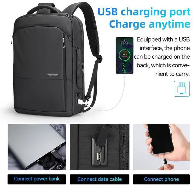 Alt view image 3 of 5 - MARK RYDEN Slim Backpack for Men, 15.6 Inch Laptop Backpack, 3 in 1 Waterproof High Tech Backpack with Removable Buckle and USB Charging Port, Business Backpack Ideal for Working, Daily Life
