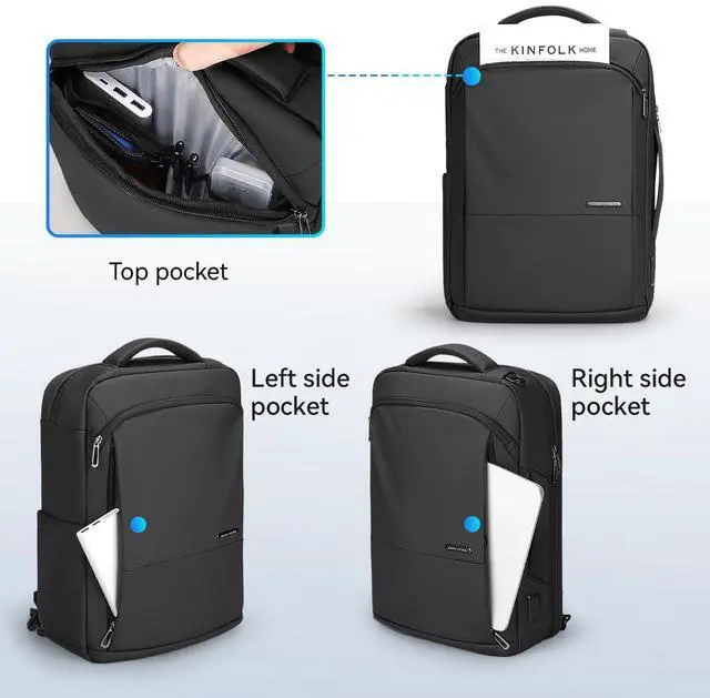 Alt view image 4 of 5 - MARK RYDEN Slim Backpack for Men, 15.6 Inch Laptop Backpack, 3 in 1 Waterproof High Tech Backpack with Removable Buckle and USB Charging Port, Business Backpack Ideal for Working, Daily Life