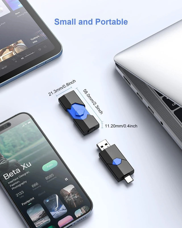 Alt view image 5 of 5 - 128GB USB Flash Drive JUANWE Type C & Type A Dual Port USB 3.1 Thumb Drive 150MB/s High Speed Transfer Memory Stick for Phone, Laptop, Tablet, Blue