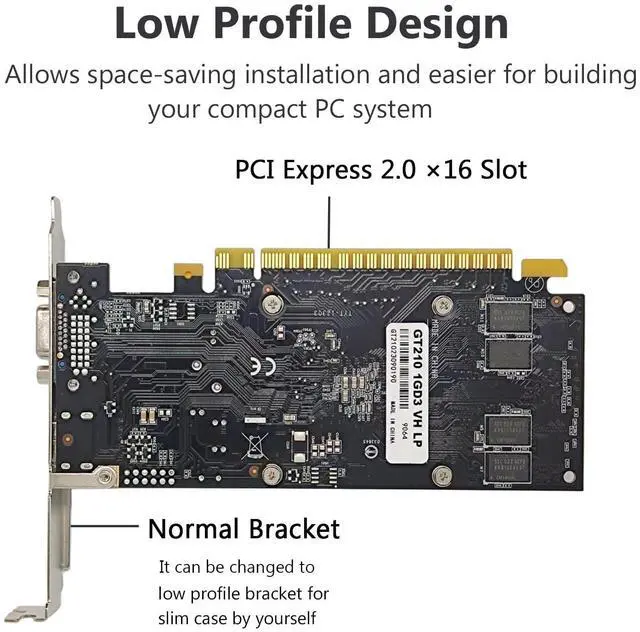 Alt view image 3 of 5 - QTHREE GeForce GT 210 Graphics Card,1024 MB DDR3 64 Bit,HDMI,VGA,Low Profile Video Card for PC,GPU,PCI Express 2.0 x16,SFF,Low Power