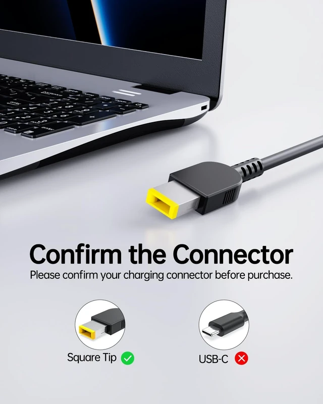 Alt view image 3 of 5 - 65W 45W AC Charger Compatible with Lenovo V330 V100 V310 V130 V110 V730 V720 V510 V530s V4400 V4400u V50a V35s V30a Laptop Desktop All in one PC, Slim Tip