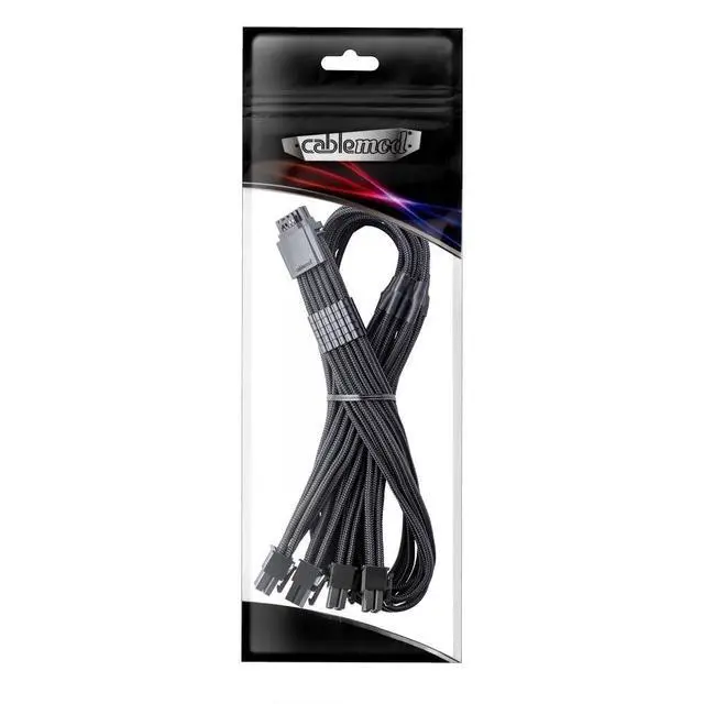 Alt view image 3 of 3 - CableMod C-Series Pro ModMesh Sleeved 12V-2x6 12VHPWR StealthSense PCIe Cable for Corsair Type 4 / Type 3 (Black, 16-pin to Quad 8-pin, 60cm)
