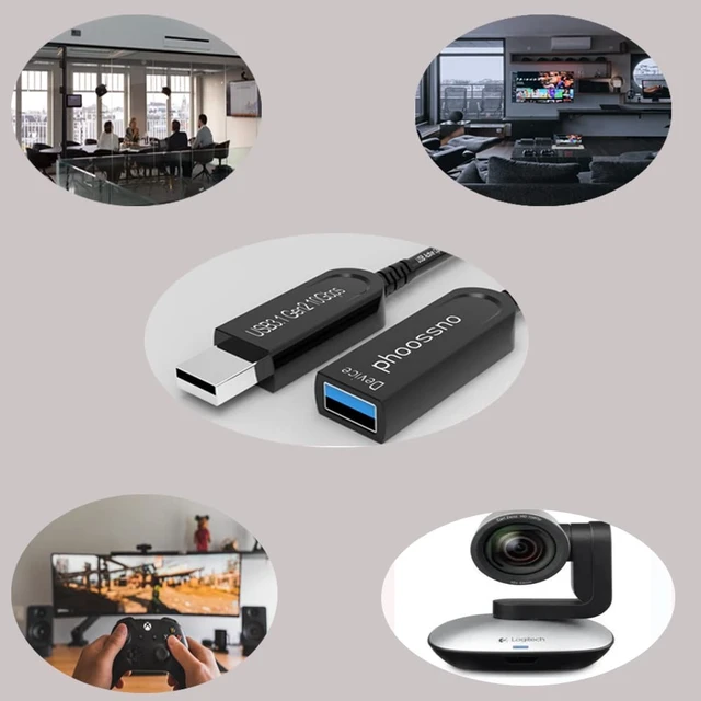 Alt view image 4 of 5 - phoossno USB 3.1 Extension Cable Active Optical USB 10Gbps 50ft Compatible with Microsoft Azure Logitech Camera Xbox Touch Screen Kinect Keyboard Mouse Intel RealSense