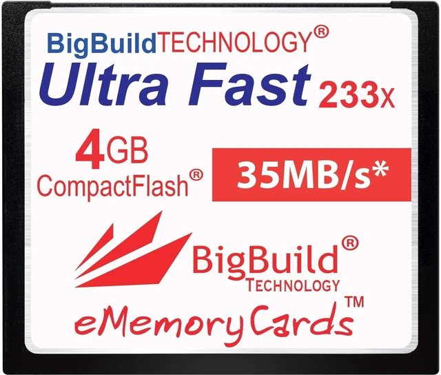 Main image of eMemoryCards 4GB Ultra Fast 35MB/s CompactFlash memory card compatible with Canon 10D/20D/30D/40D/50D/1D/1Ds/5D/5Ds/7D Mark I/II/III/IV, Nikon D, Olympus E, Sony Alpha, Leica S Cameras