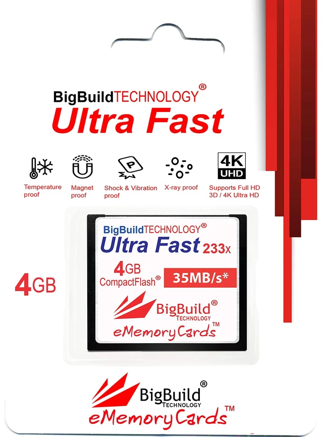 Alt view image 2 of 5 - eMemoryCards 4GB Ultra Fast 35MB/s CompactFlash memory card compatible with Canon 10D/20D/30D/40D/50D/1D/1Ds/5D/5Ds/7D Mark I/II/III/IV, Nikon D, Olympus E, Sony Alpha, Leica S Cameras