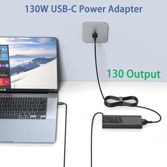 Alt view image 2 of 5 - 130W USB C Laptop Charger Compatible with Dell Xps 17,Precision 5550 5530 2in1,XPS 15 2in1 9575Latitude 7410 7310 7210 9410 9510 5420 5520 5510 Power Supply Cord