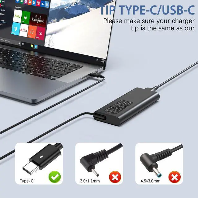 Alt view image 3 of 5 - 130W USB C Laptop Charger Compatible with Dell Xps 17,Precision 5550 5530 2in1,XPS 15 2in1 9575Latitude 7410 7310 7210 9410 9510 5420 5520 5510 Power Supply Cord