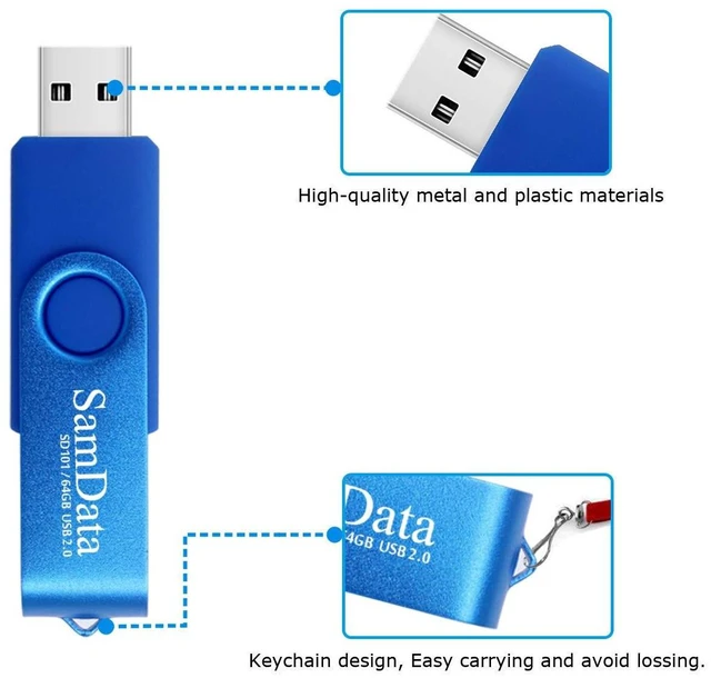 Alt view image 5 of 5 - SamData 64GB USB Flash Drives 5 Pack 64GB Thumb Drives Memory Stick Jump Drive with LED Light for Storage and Backup (5 Colors: Black Blue Green Red Silver)