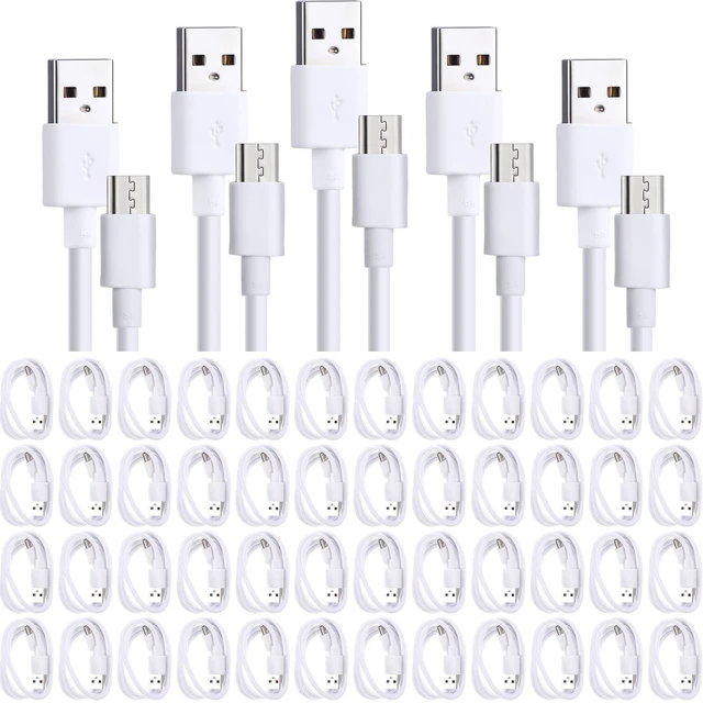 Main image of Kanayu 50 Pcs Micro USB Cable Bulk, 3.3 Ft, 2A Cable Charge Cord, White