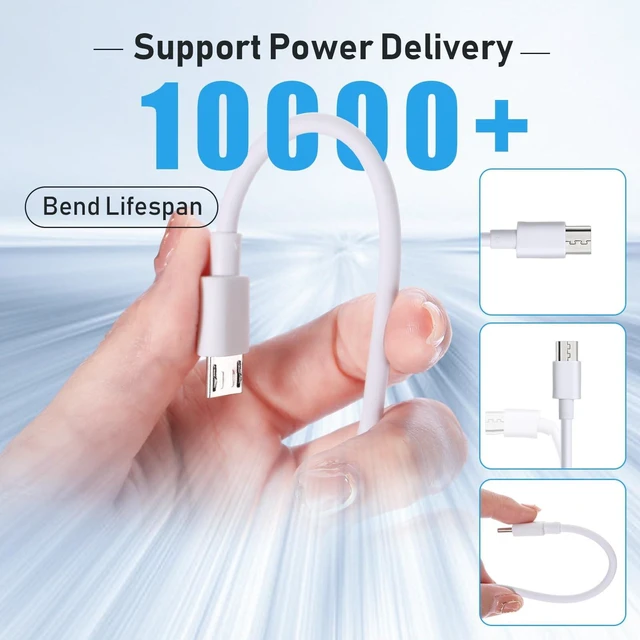 Alt view image 4 of 5 - Kanayu 50 Pcs Micro USB Cable Bulk, 3.3 Ft, 2A Cable Charge Cord, White