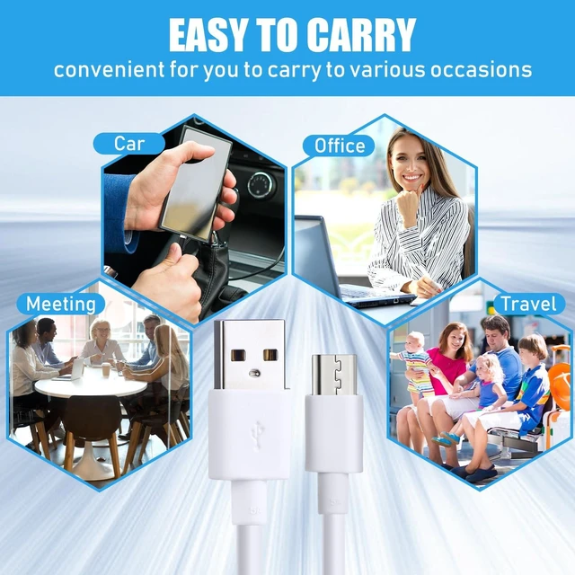 Alt view image 5 of 5 - Kanayu 50 Pcs Micro USB Cable Bulk, 3.3 Ft, 2A Cable Charge Cord, White