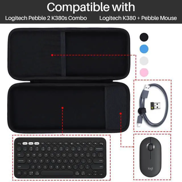 Alt view image 3 of 5 - Lebakort Hard Carry Case Compatible with Logitech Pebble Keys 2 Combo K380s K380 Keyboard + M350 Pebble Mouse Combo (Rose Case)