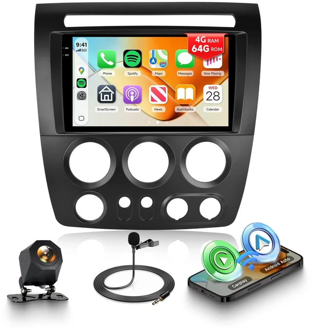 Main image of Orderich 4G+64G Car Radio for Hummer H3 2005-2010 with Wireless CarPlay Android Auto, 9 Inch Incell Touchscreen Car Stereo Support Mirror Link GPS WiFi Bluetooth FM RDS EQ SWC Backup Camera