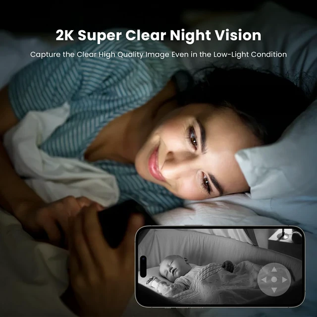 Alt view image 3 of 5 - AMOROM Indoor Camera 2K, Baby/Kids/Elderly/Dog/Cat Camera