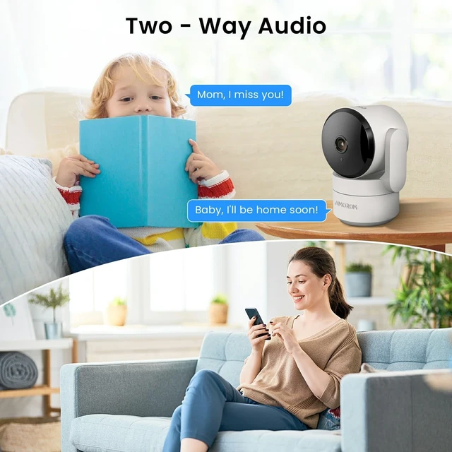 Alt view image 5 of 5 - AMOROM Indoor Camera 2K, Baby/Kids/Elderly/Dog/Cat Camera