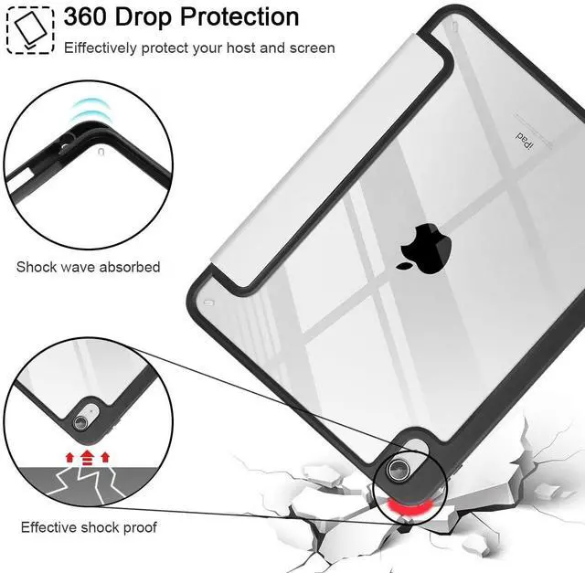 Alt view image 5 of 5 - Tuiklol for iPad (A16 Chip) 11th Generation 11 inch 2025 / iPad 10th Generation 10.9 inch 2022 Case, Buit in Pencil Holder with Clear Back Shell Cover Trifold Stand Auto Wake/Sleep, White