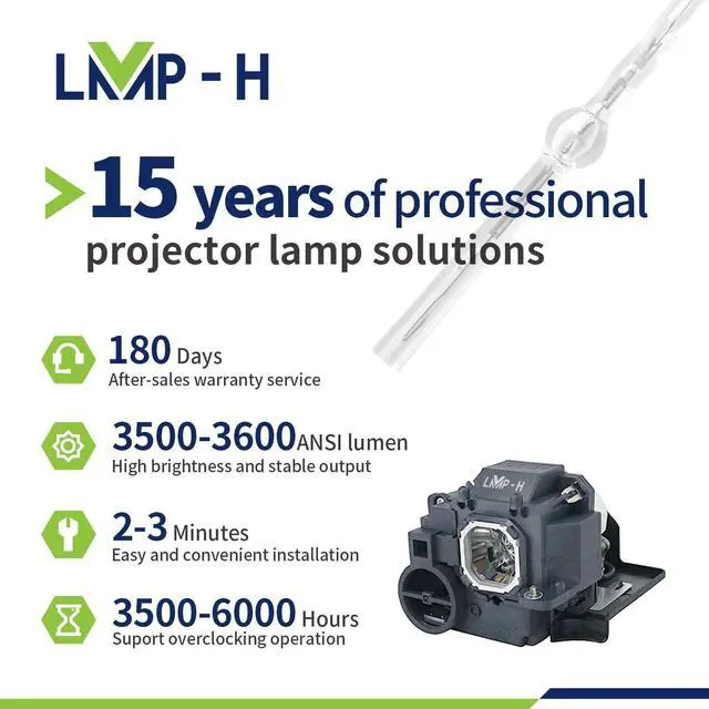 Alt view image 3 of 5 - LMP-H NP33LP/100013963 Replacement Projector Lamp Bulb with Housing for NEC UM351W UM351Wi-WK UM352W UM352W-WK UM361X UM361XJL NP-UM301W NP-UM351W NP-UM352WJL-PN NP-UM361X for ViewLight NP-UM352WJL