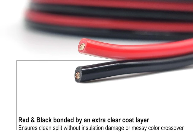 Alt view image 3 of 5 - Pure Copper 14 AWG Red & Black Bonded Zip Wire Automotive Cable 50 feet