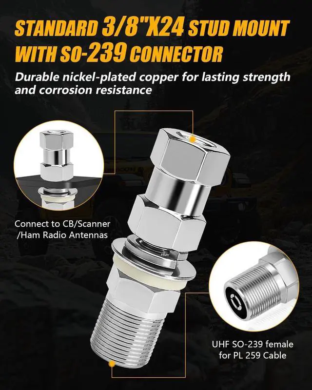 Alt view image 4 of 5 - ADTOPI CB Antenna Spare Tire Mount with SO-239 Stud for JK