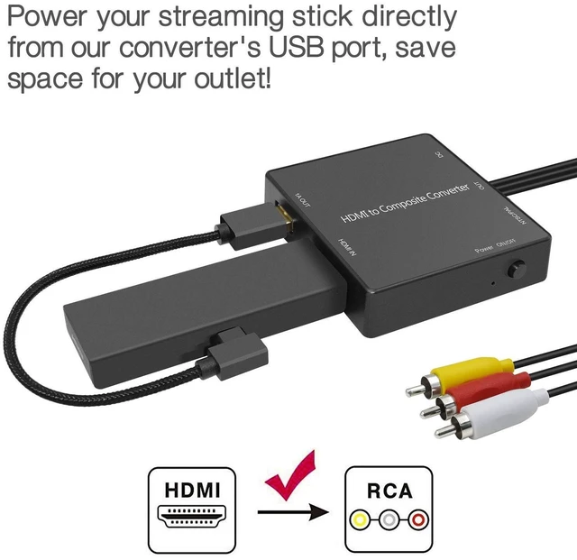 Alt view image 2 of 5 - Dingsun HDMI to RCA Converter Compatible Fire Stick, HDMI to Old TV Compatible Roku,Chromecast, Apple TV ect.