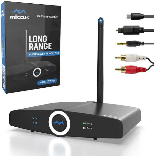 Main image of Long Range Bluetooth Transmitter or Receiver, Audio Only for TV PC Stereo, Connect Speaker, Headphones, Phone, aptX Low Latency Wireless Adapter, Listen in HD No Delay Optical RCA 3.5mm (Home RTX 2.0)