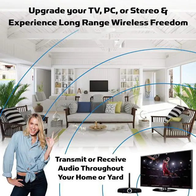 Alt view image 2 of 5 - Long Range Bluetooth Transmitter or Receiver, Audio Only for TV PC Stereo, Connect Speaker, Headphones, Phone, aptX Low Latency Wireless Adapter, Listen in HD No Delay Optical RCA 3.5mm (Home RTX 2.0)