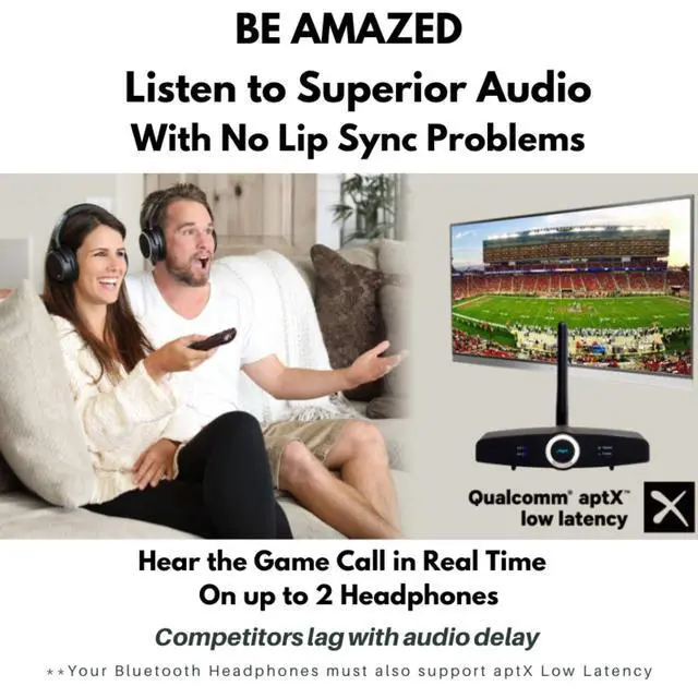 Alt view image 5 of 5 - Long Range Bluetooth Transmitter or Receiver, Audio Only for TV PC Stereo, Connect Speaker, Headphones, Phone, aptX Low Latency Wireless Adapter, Listen in HD No Delay Optical RCA 3.5mm (Home RTX 2.0)